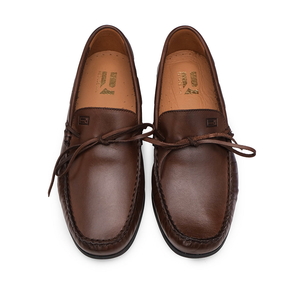 Sapato Mocassim Homem Pele Castanho