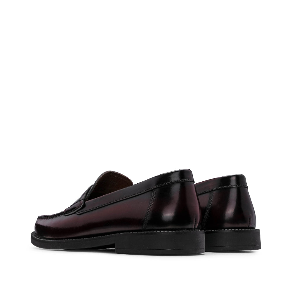 Sapato Mocassim Homem Polido Bordeaux