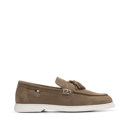 Sapato Mocassim Homem Camurça Taupe