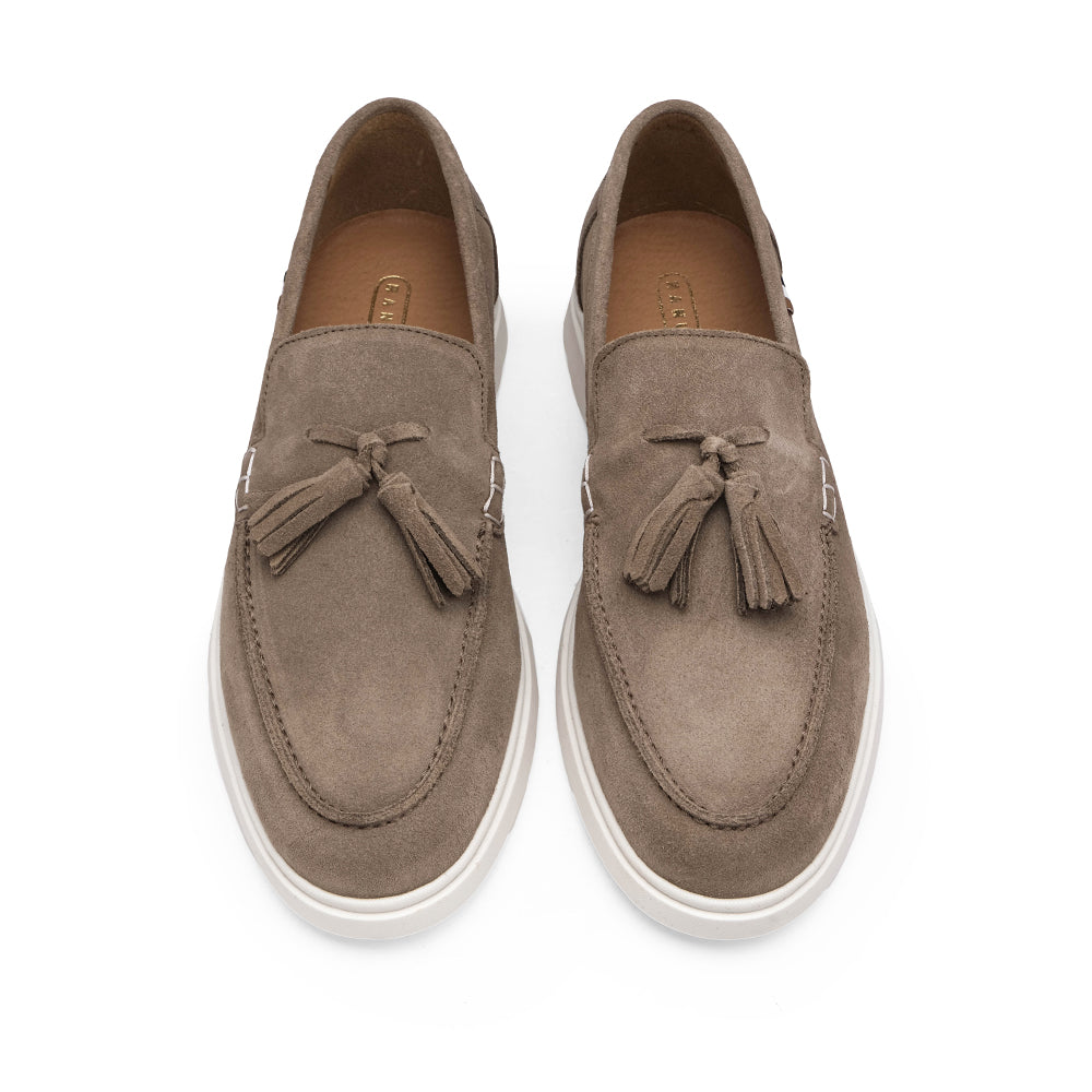 Sapato Mocassim Homem Camurça Taupe