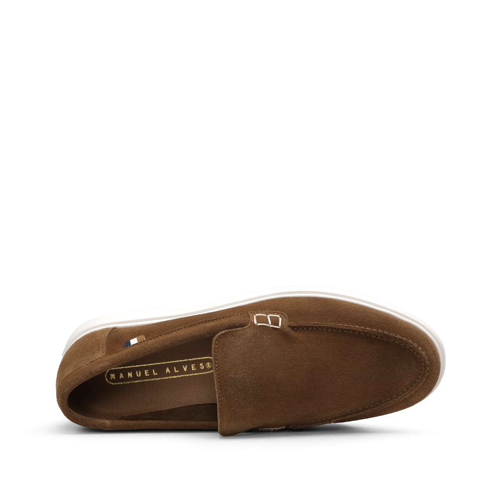 Sapato Mocassim Homem Camurça Camel