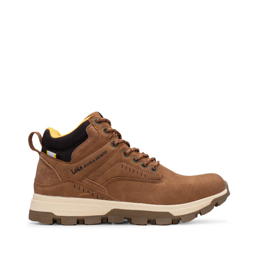 Botines casuales para hombre en piel sintética color camel
