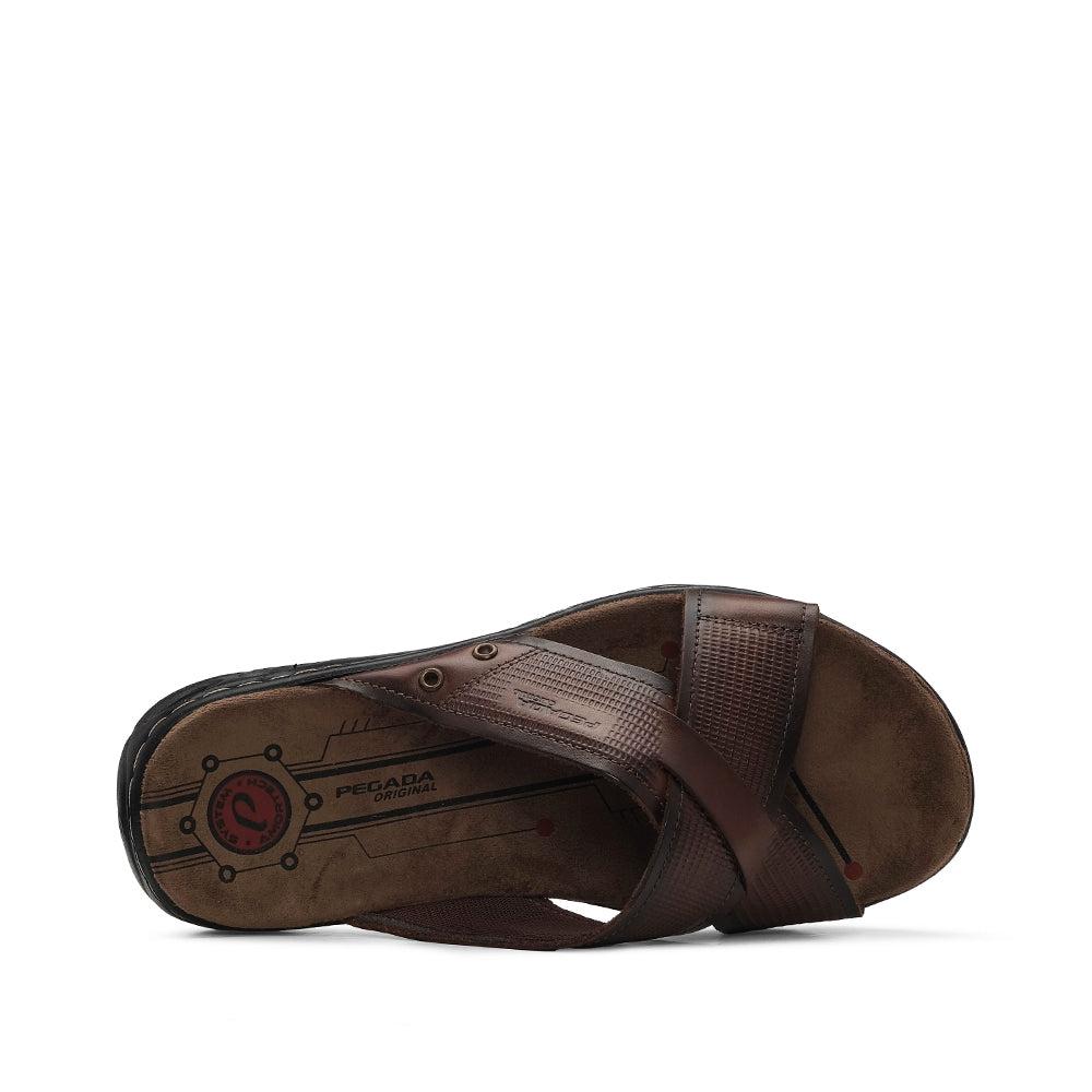 Chinelo Conforto Homem Pele Castanho