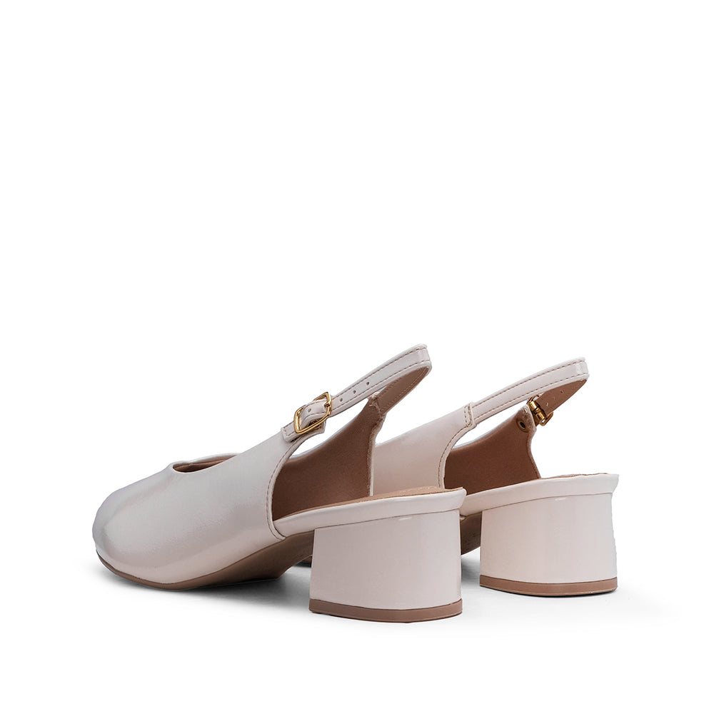 Sapato Salto Médio Mulher Verniz Creme