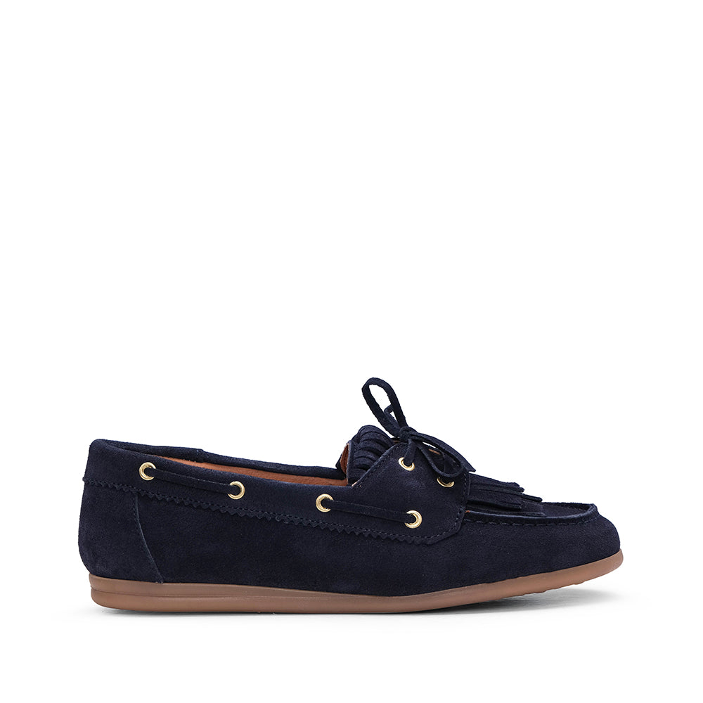 Sapato Mocassim Mulher Camurça Azul