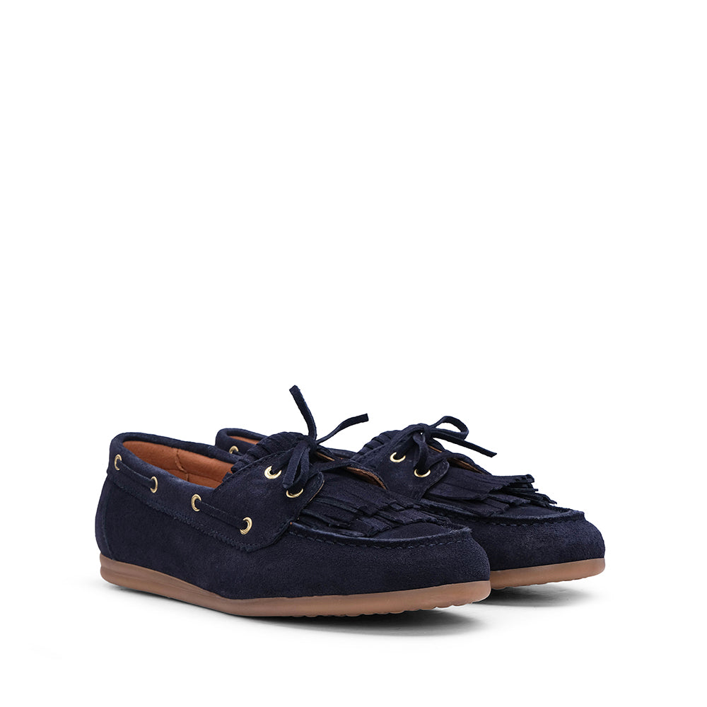 Sapato Mocassim Mulher Camurça Azul
