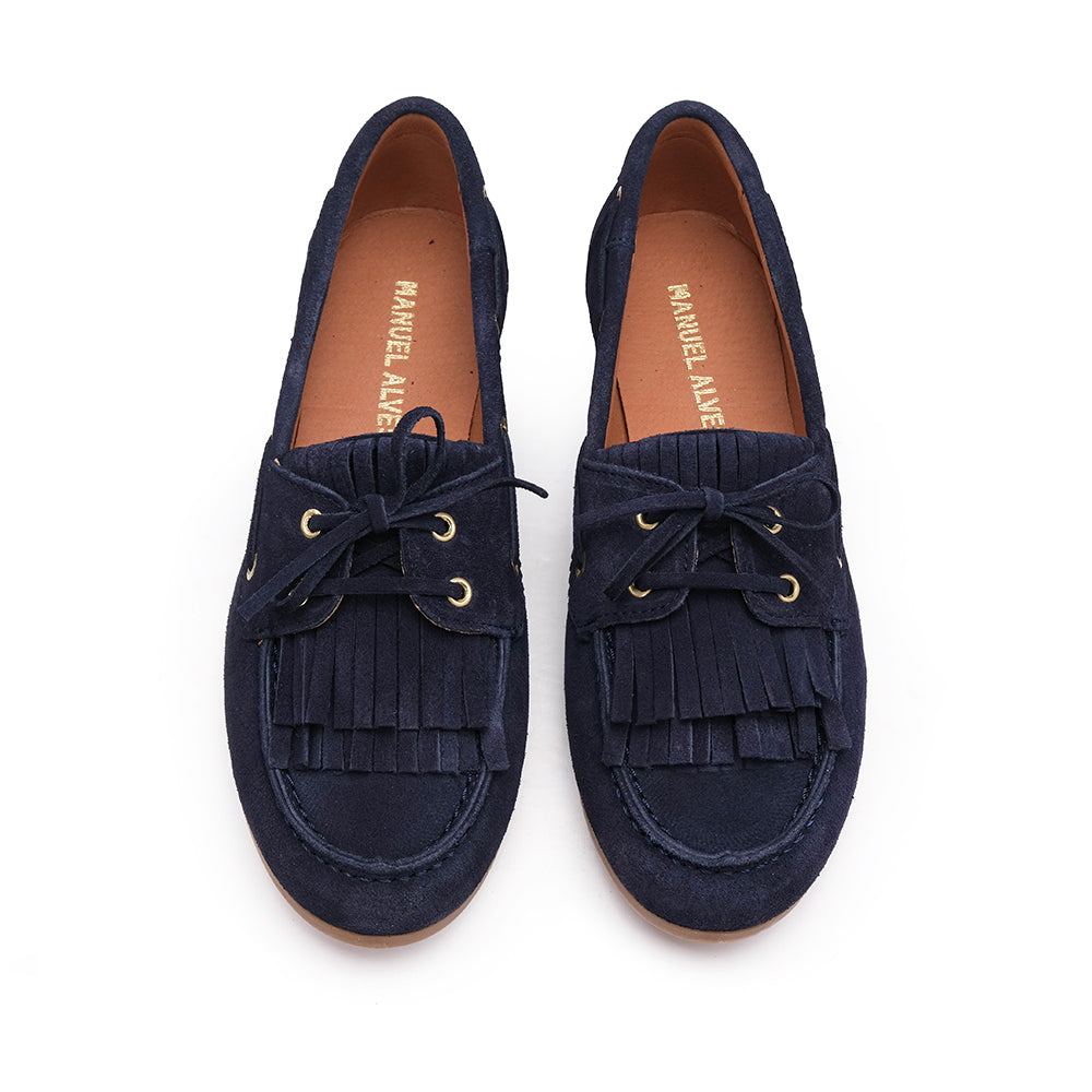 Sapato Mocassim Mulher Camurça Azul