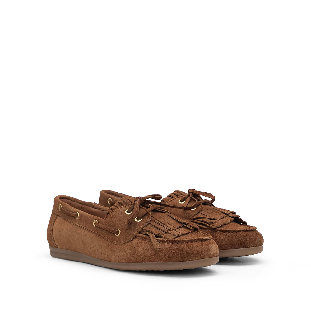 Sapato Mocassim Mulher Camurça Camel