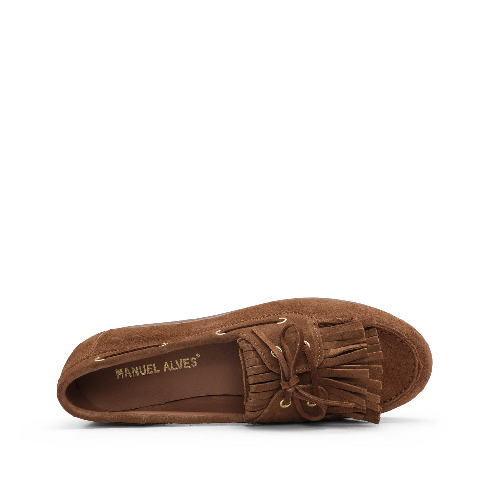 Sapato Mocassim Mulher Camurça Camel