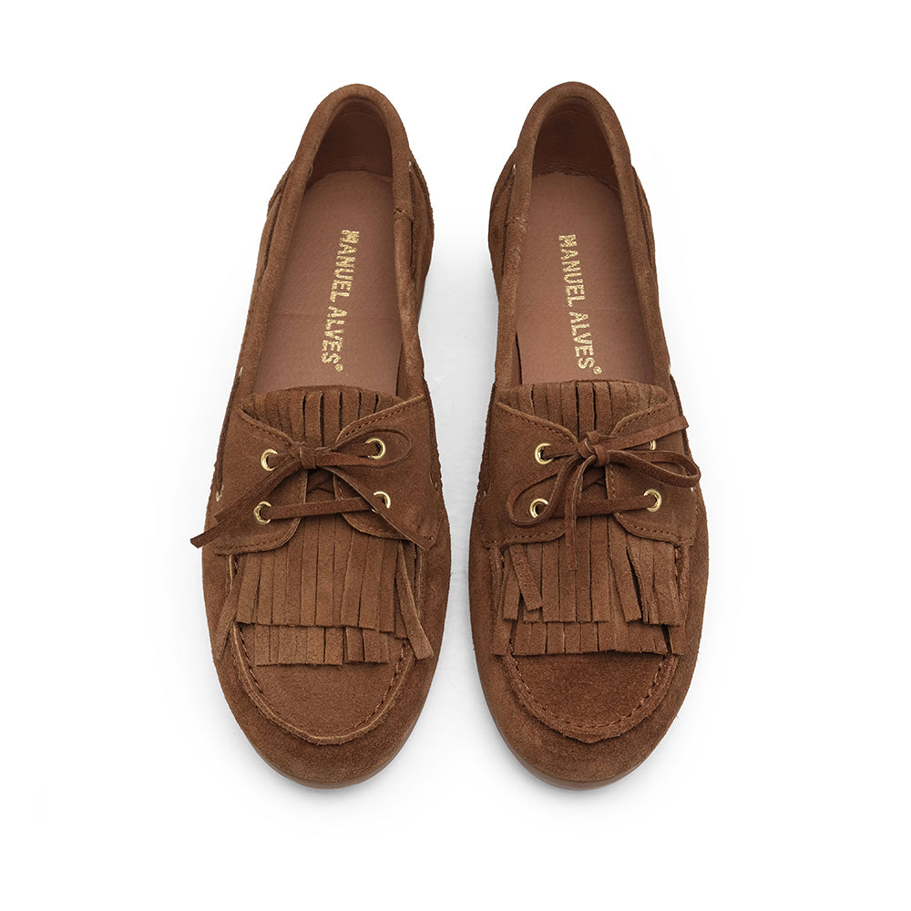 Sapato Mocassim Mulher Camurça Camel
