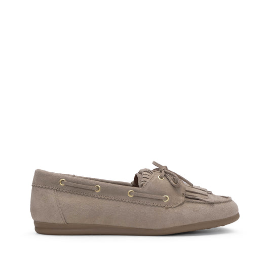 Sapato Mocassim Mulher Camurça Taupe