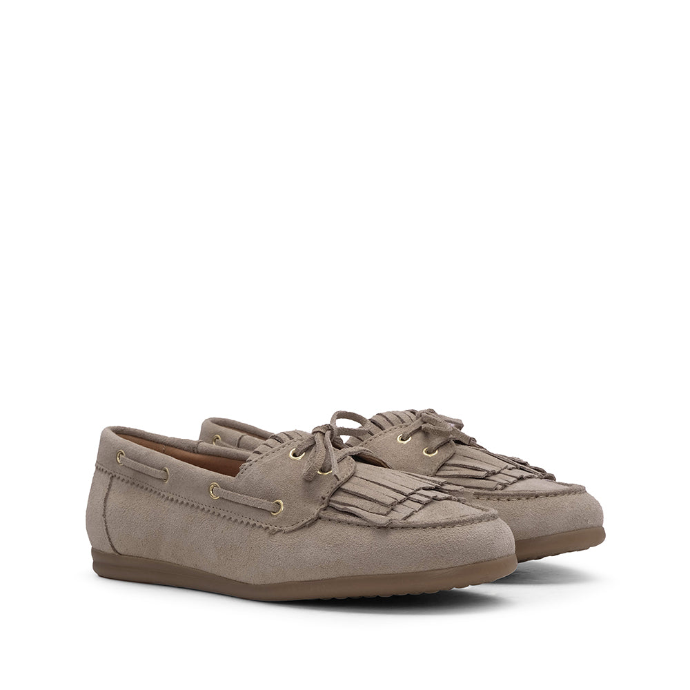 Sapato Mocassim Mulher Camurça Taupe