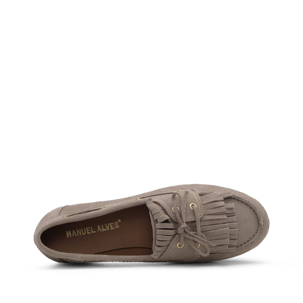 Sapato Mocassim Mulher Camurça Taupe