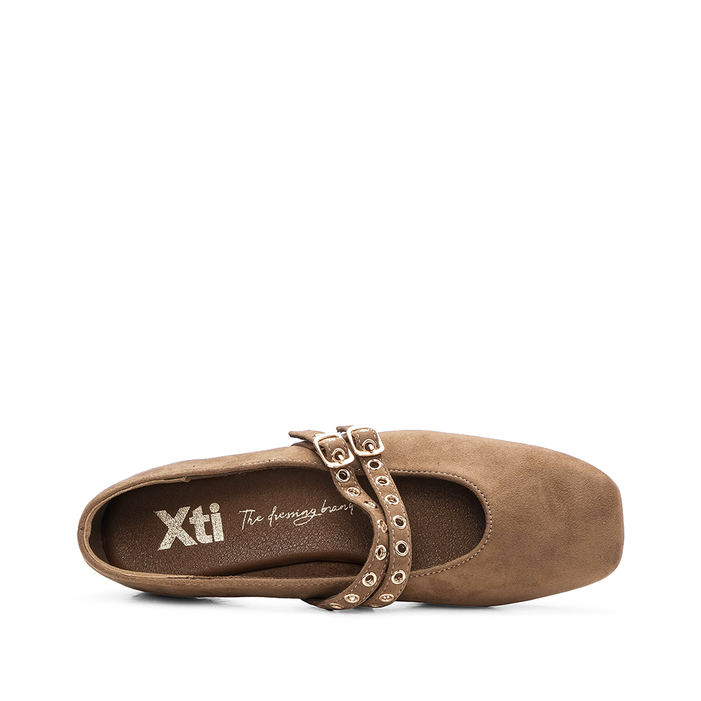 Sapato Mary Jane Mulher Taupe