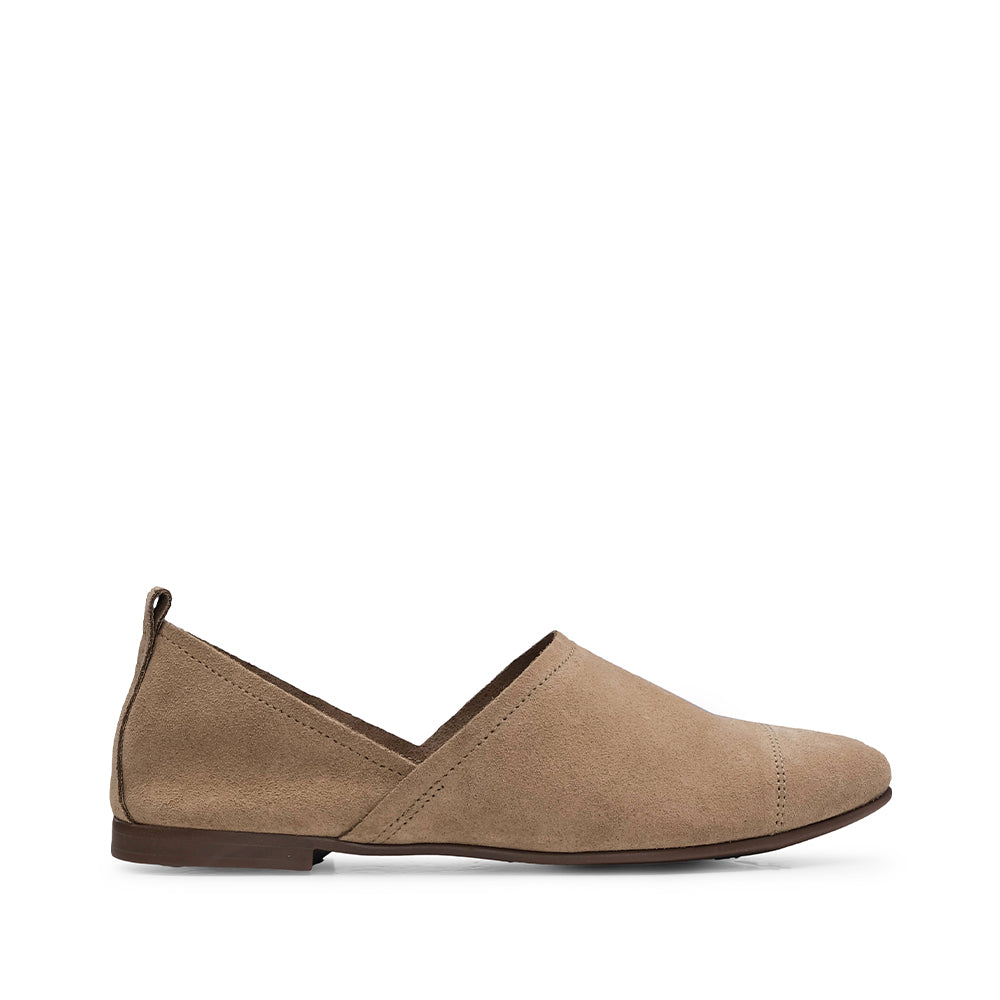 Sapato Salto Raso Mulher Camurça Taupe