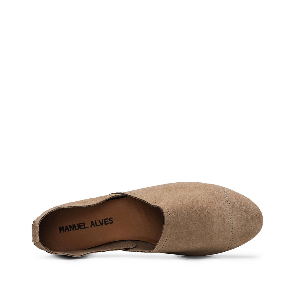 Sapato Salto Raso Mulher Camurça Taupe