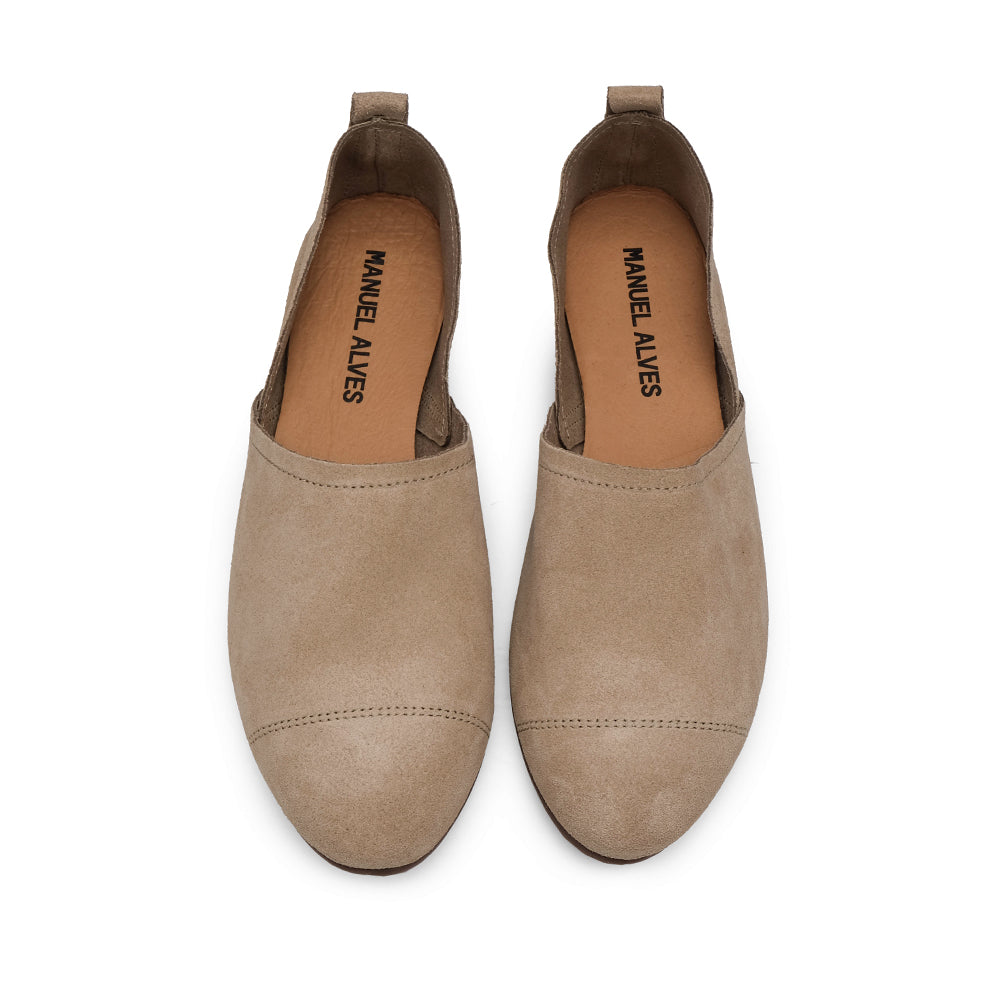 Sapato Salto Raso Mulher Camurça Taupe