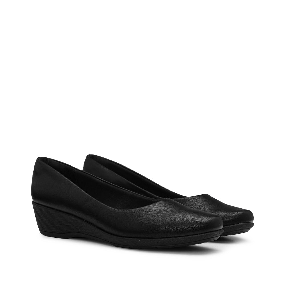 Sapato Salto Cunha Mulher Preto