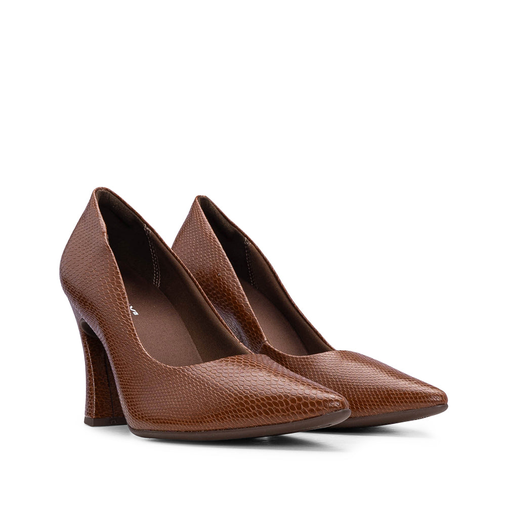 Sapato Salto Alto Mulher Animal Print Cognac