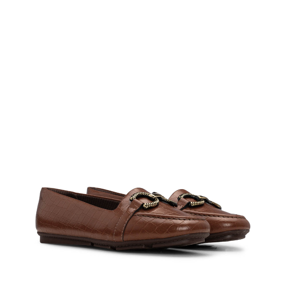 Sapato Sabrinas Mulher Animal Print Cognac