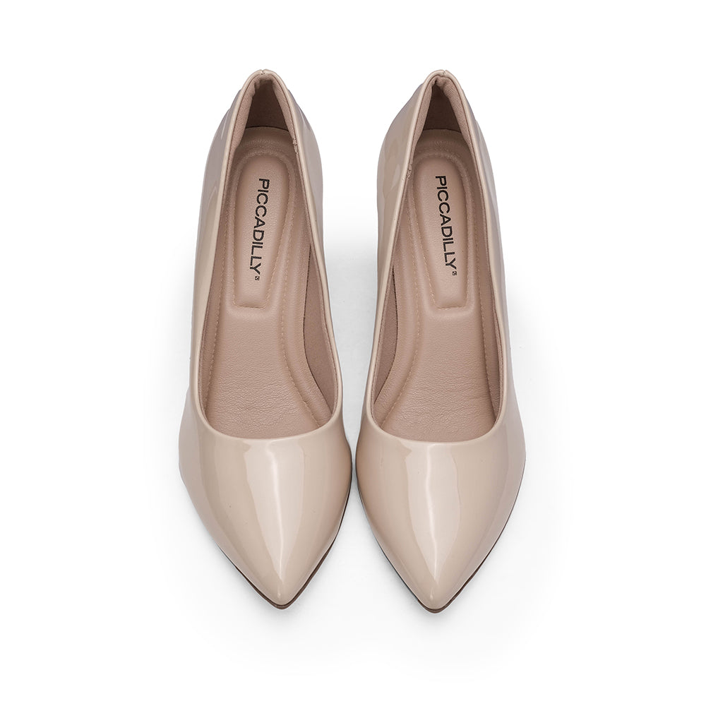 Sapato Salto Médio Mulher Verniz Bege