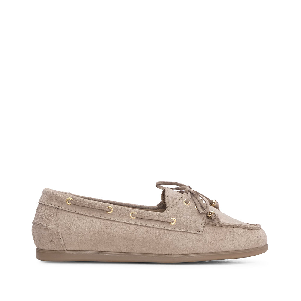 Sapato Mocassim Mulher Camurça Bege