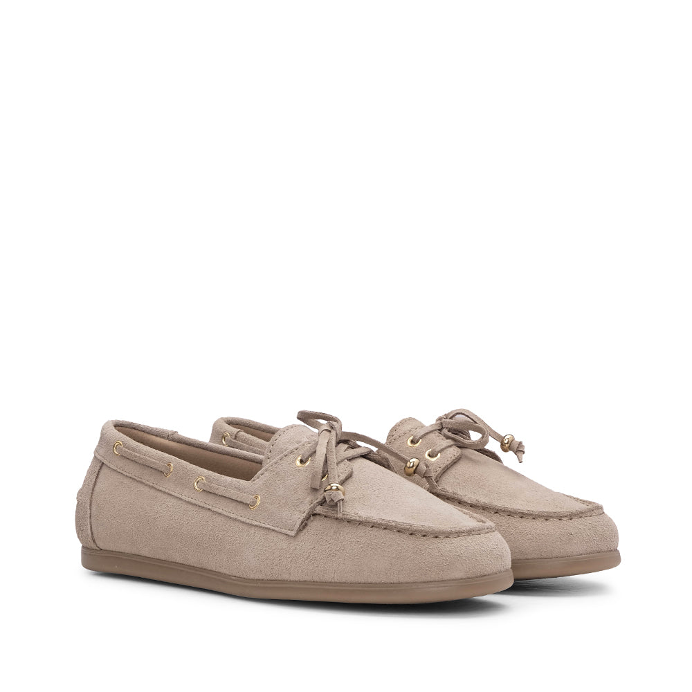 Sapato Mocassim Mulher Camurça Bege