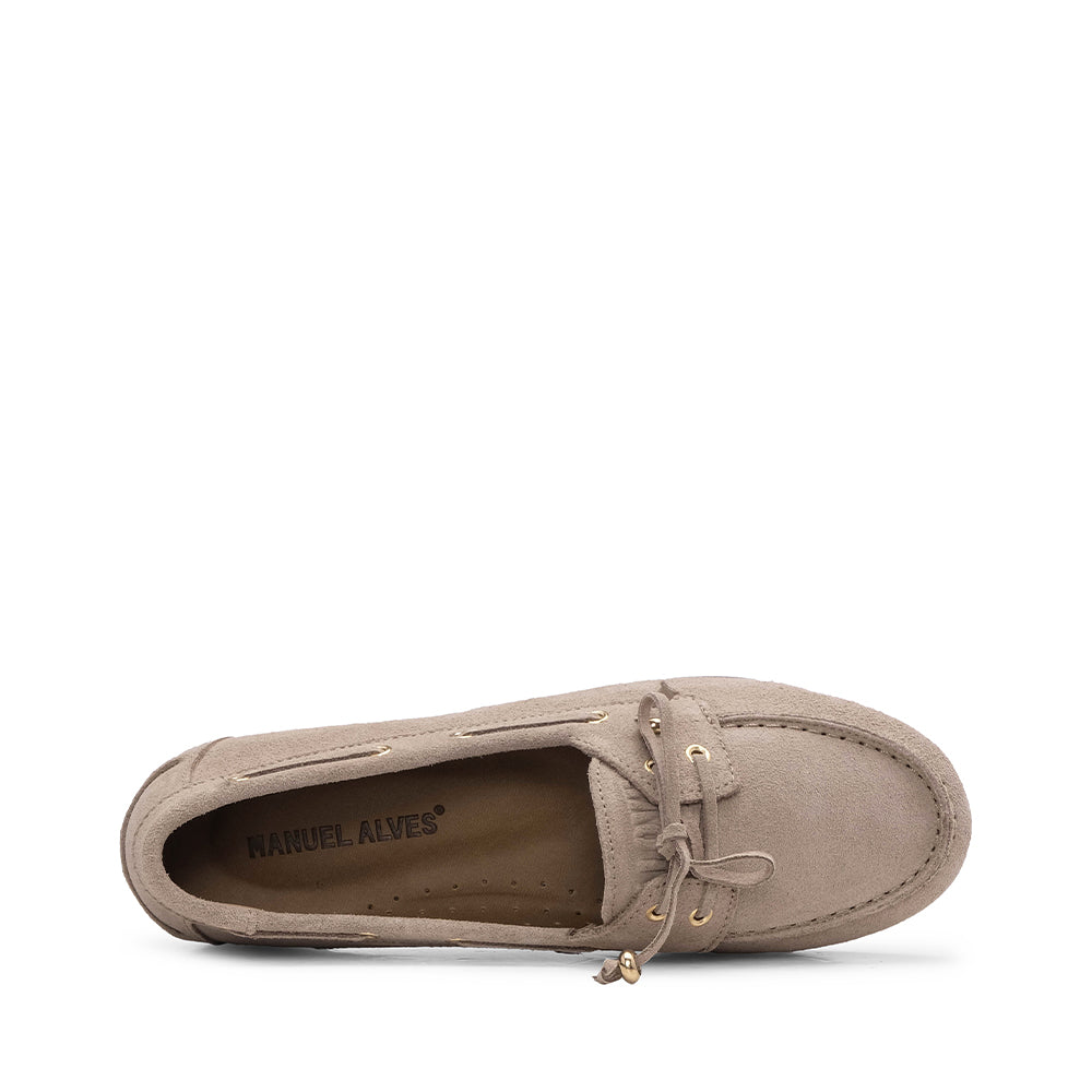 Sapato Mocassim Mulher Camurça Bege