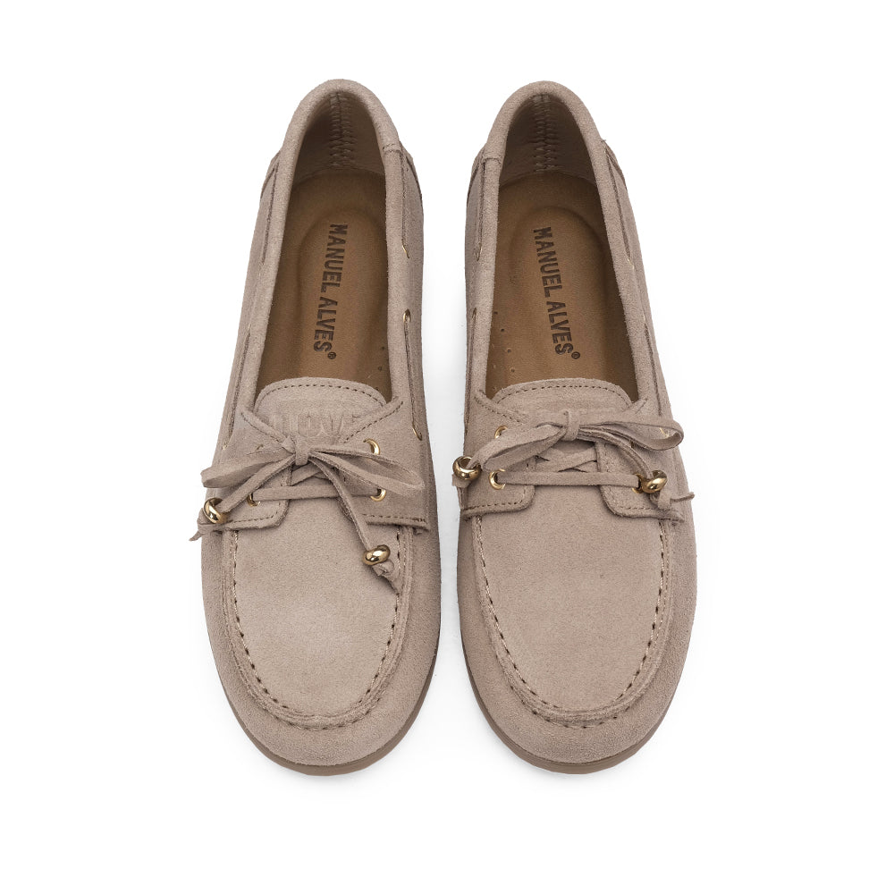 Sapato Mocassim Mulher Camurça Bege