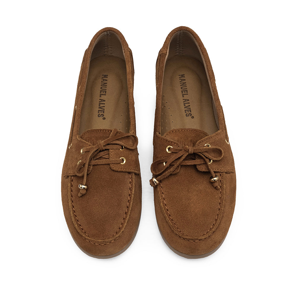 Sapato Mocassim Mulher Camurça Camel