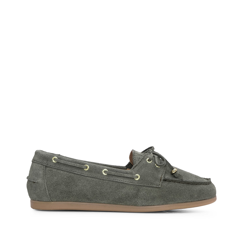 Sapato Mocassim Mulher Camurça Verde