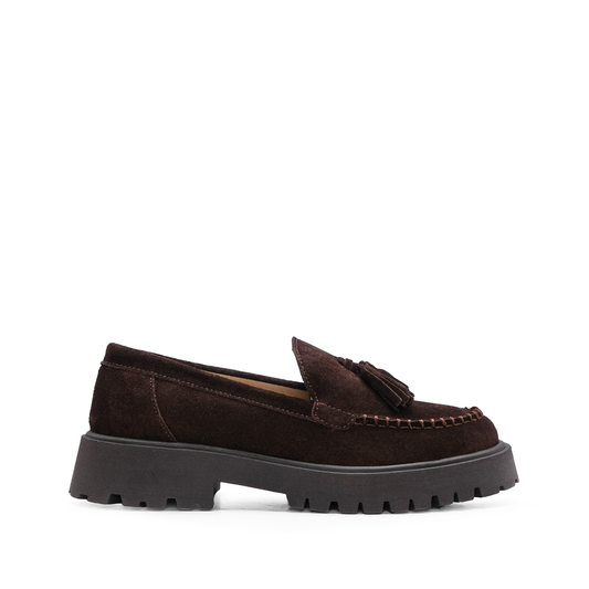 Sapato Mocassim Mulher Camurça Castanho