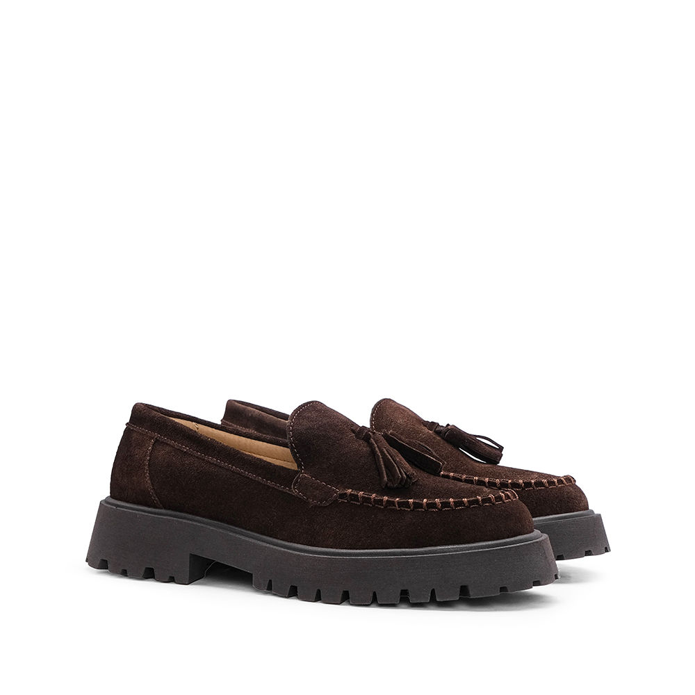 Sapato Mocassim Mulher Camurça Castanho