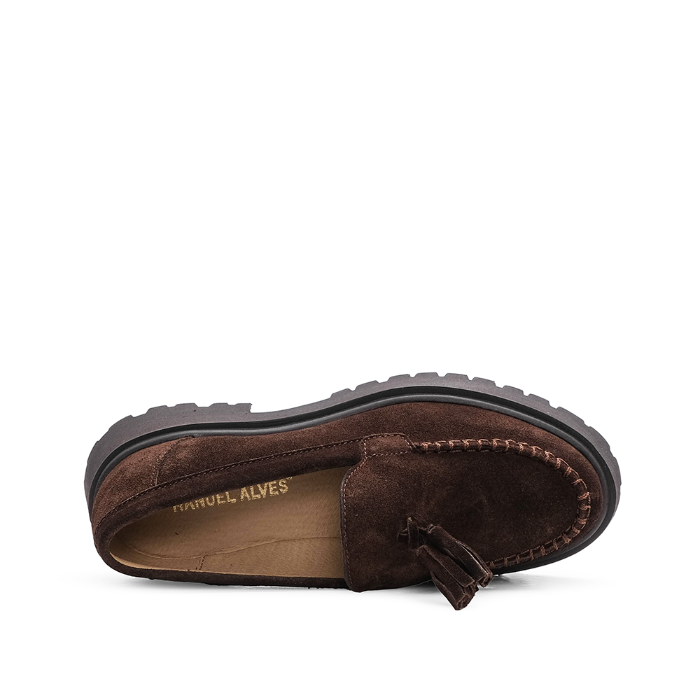 Sapato Mocassim Mulher Camurça Castanho