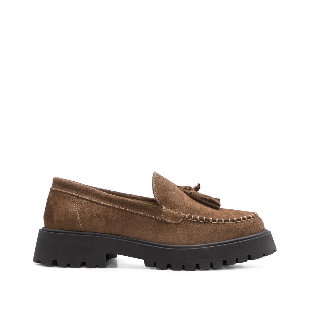 Sapato Mocassim Mulher Camurça Taupe