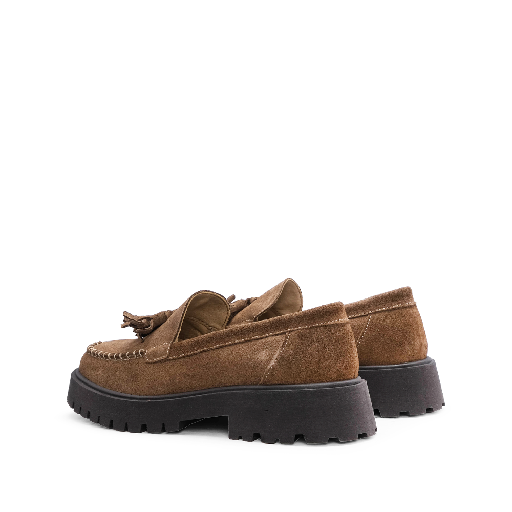 Sapato Mocassim Mulher Camurça Taupe