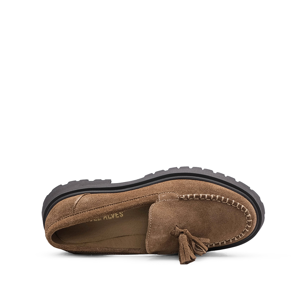 Sapato Mocassim Mulher Camurça Taupe