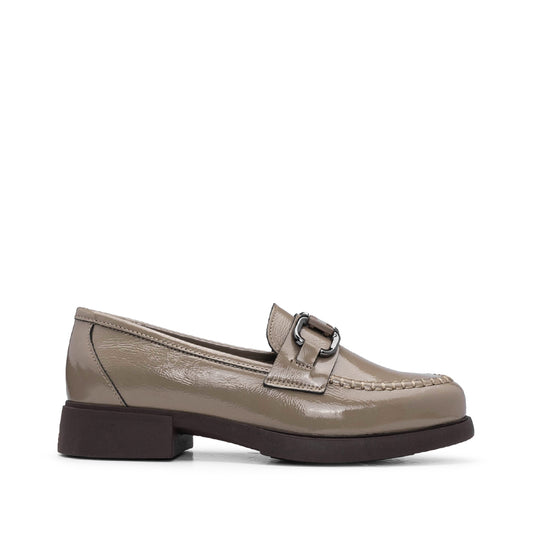 Sapato Mocassim Mulher Verniz Taupe
