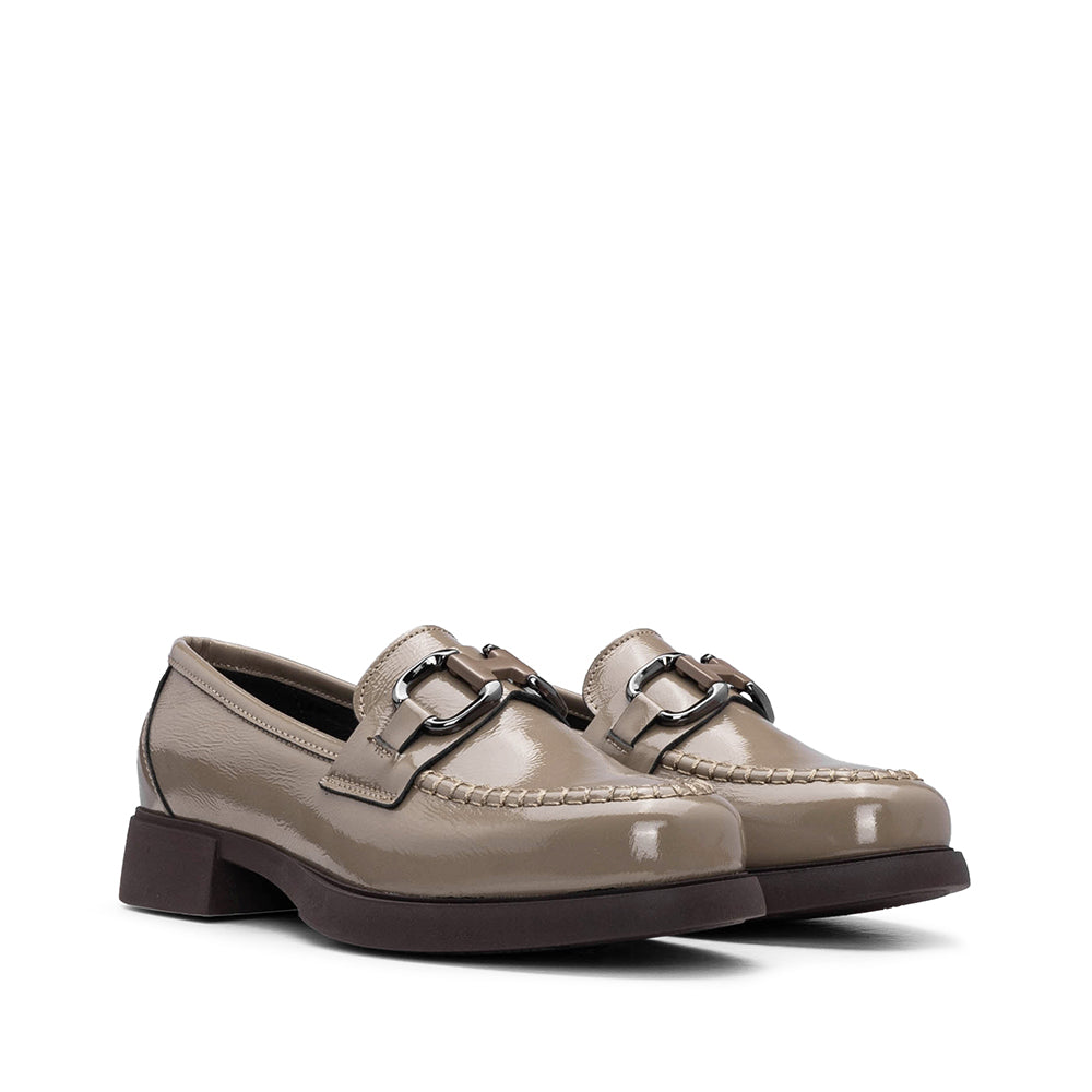 Sapato Mocassim Mulher Verniz Taupe