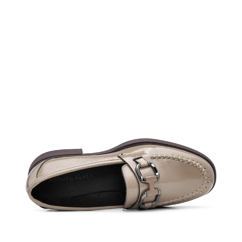Sapato Mocassim Mulher Verniz Taupe