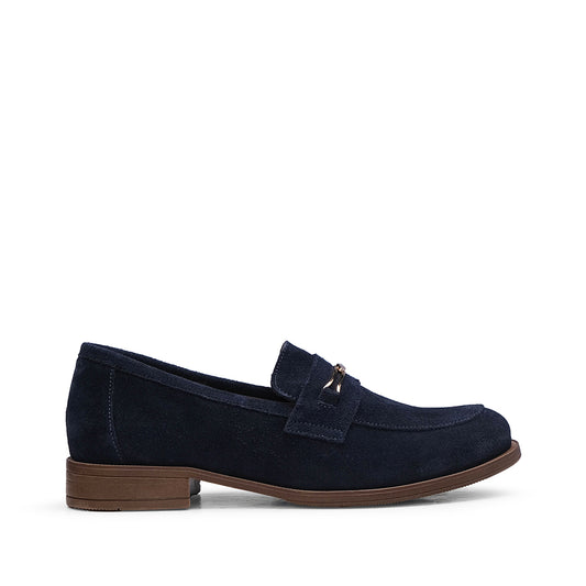 Sapato Mocassim Mulher Camurça Azul Marinho