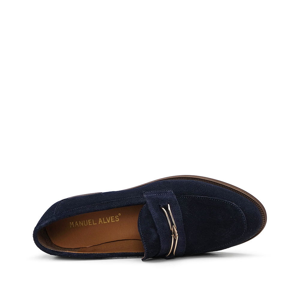 Sapato Mocassim Mulher Camurça Azul Marinho