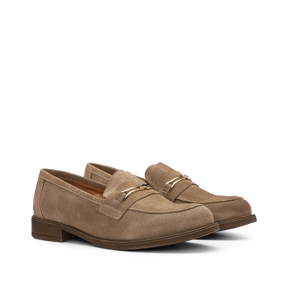Sapato Mocassim Mulher Camurça Taupe