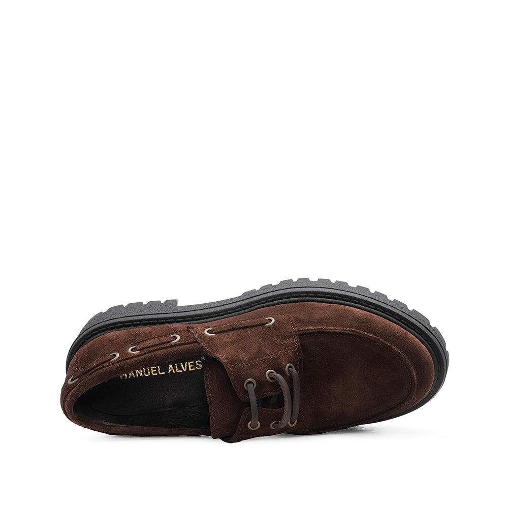 Sapato Mocassim Mulher Camurça Castanho