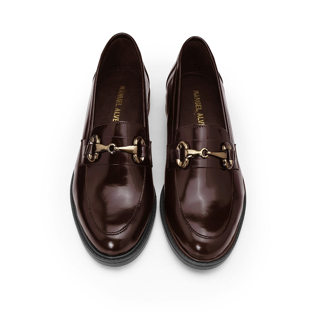 Sapato Mocassim Mulher Polido Castanho