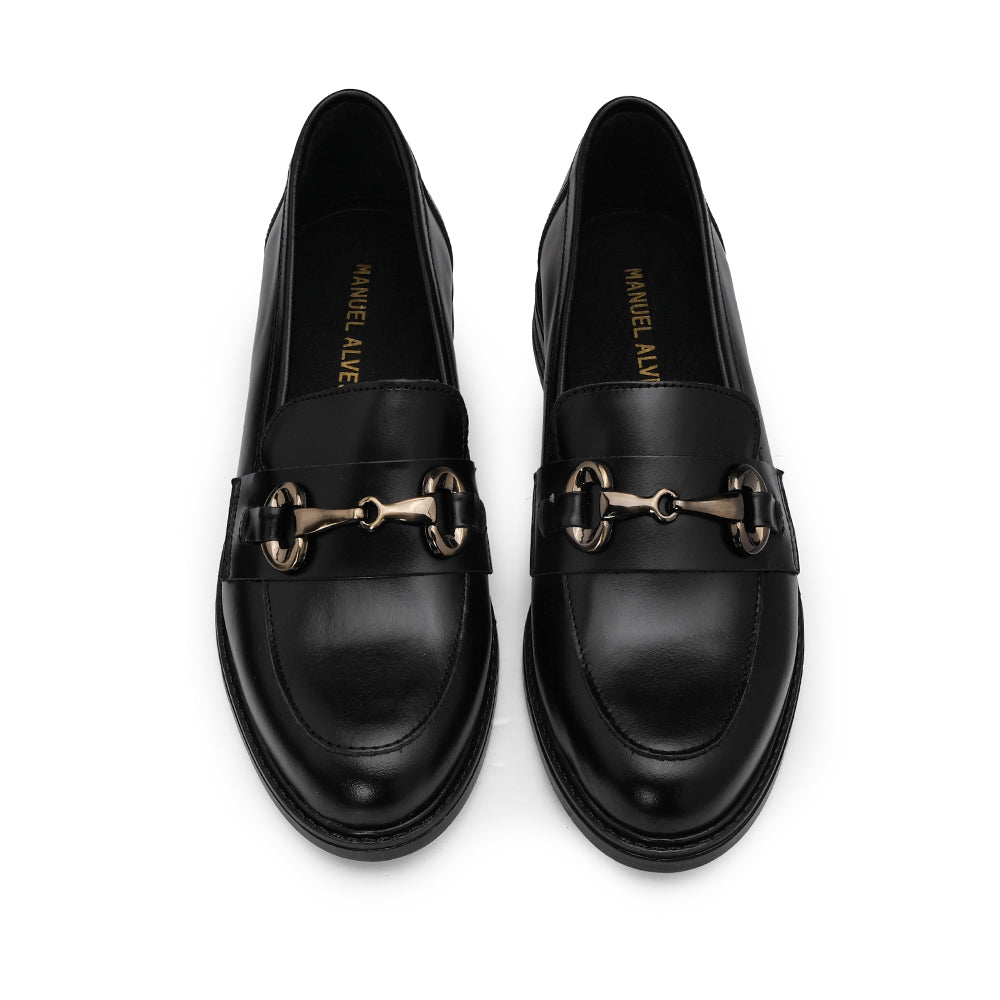 Sapato Mocassim Mulher Polido Preto