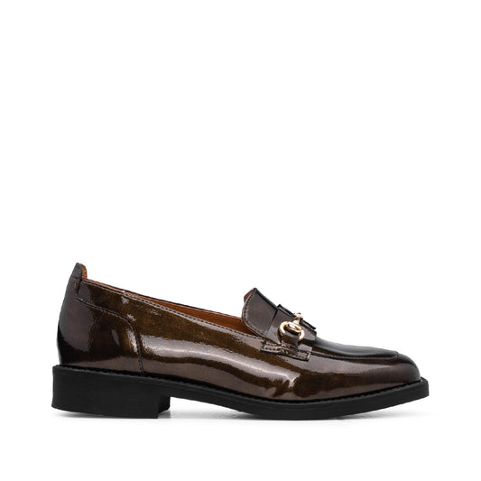 Sapato Mocassim Mulher Verniz Castanho