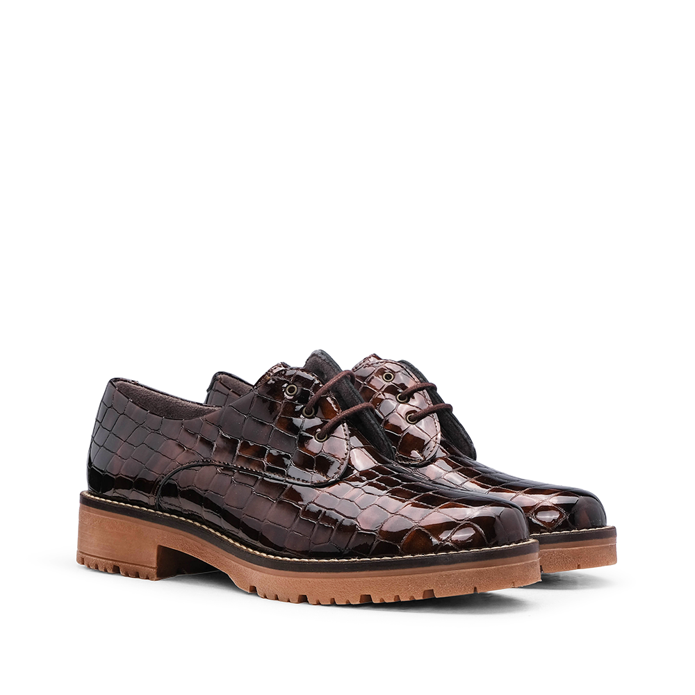 Sapato Salto Raso Mulher Animal Print Castanho