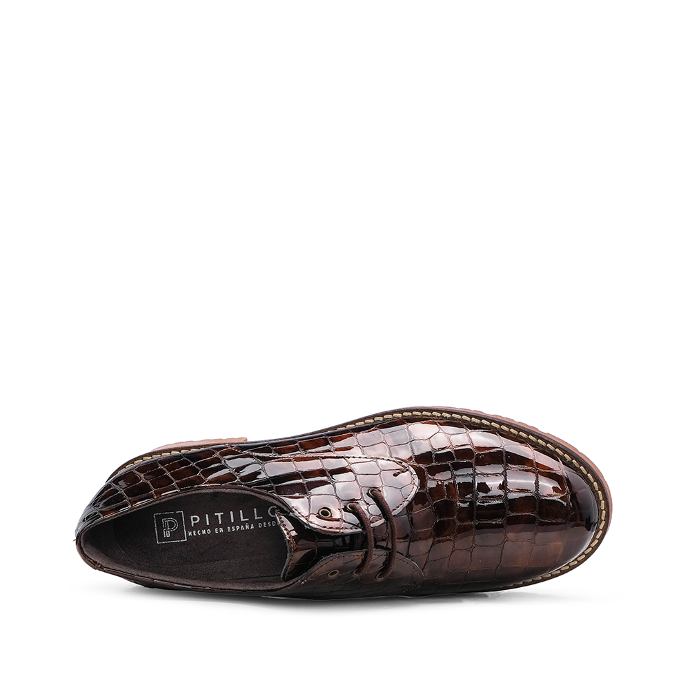 Sapato Salto Raso Mulher Animal Print Castanho