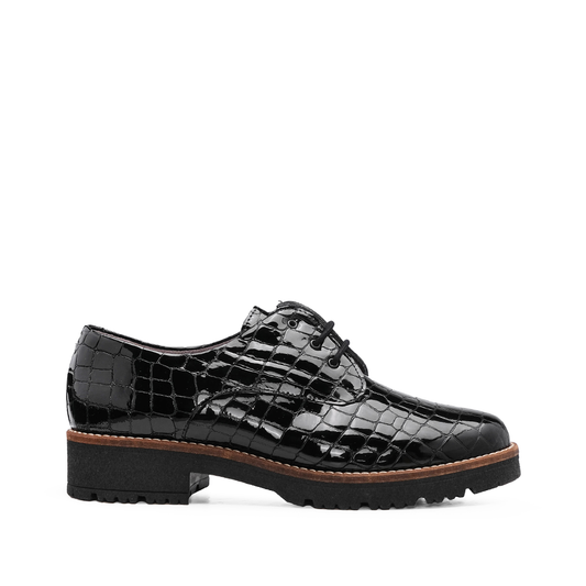 Sapato Salto Raso Mulher Animal Print Preto